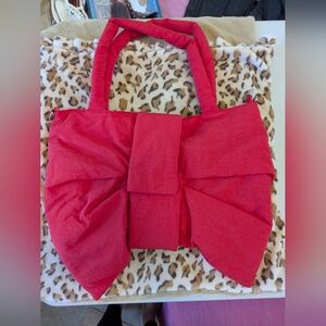 Puffy tote red bow bag or crossbody large, NWT